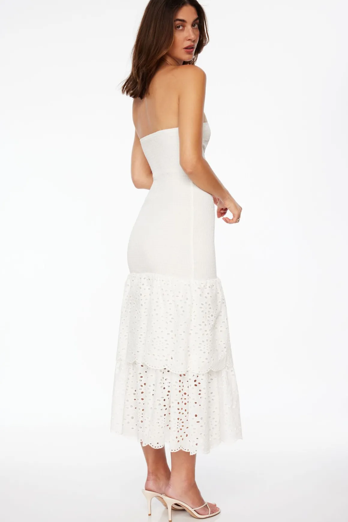 Dresses & Jumpsuits | Midi & Maxi Dresses-Dynamite Smocked Eyelet Maxi Dress White