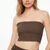 Blouses & Tops | Blouses & Tops-Dynamite Smocked Tube Top Brown