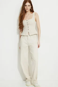 Blouses & Tops | Jeans & Denim-Dynamite Snap Front Denim Corset Top Brown