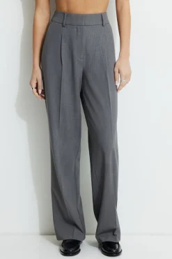 Pants | Bestsellers-Dynamite Sofia Pleated Straight Leg Pants Gray