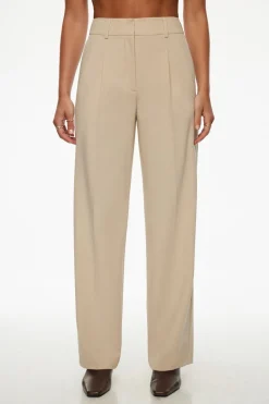 Pants | Straight Leg Pants-Dynamite Sofia Pleated Straight Leg Pants Brown