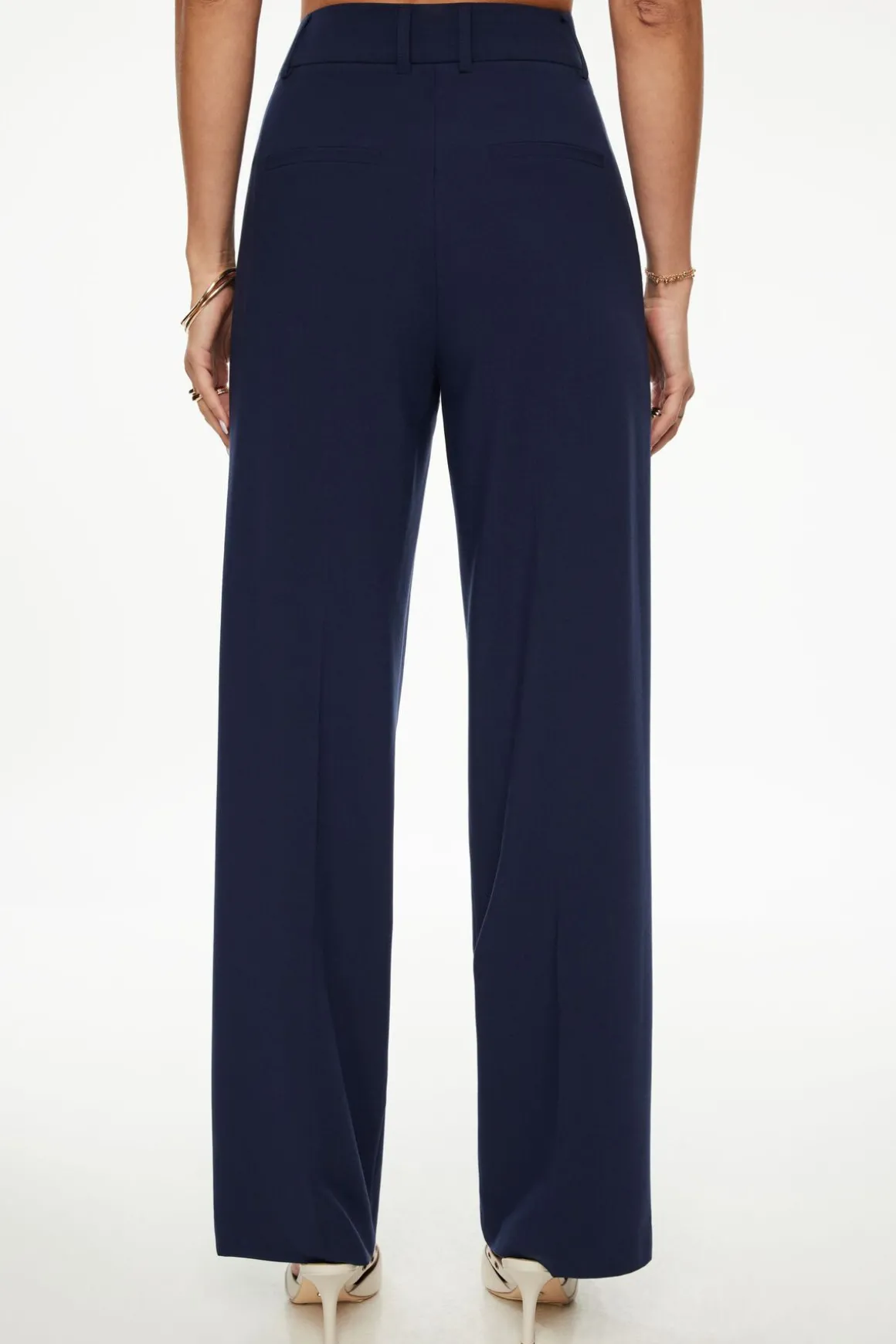Straight Leg Pants-Dynamite Sofia Pleated Straight Leg Pants Blue