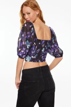 Blouses & Tops | Short Sleeve Tops-Dynamite Solene Sweetheart Top Purple