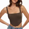 Blouses & Tops | Blouses & Tops-Dynamite Square Neck Corset Top Brown