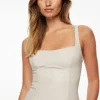 Tees & Tanks | Matching Sets-Dynamite Square Neck Faux Leather Top Gray