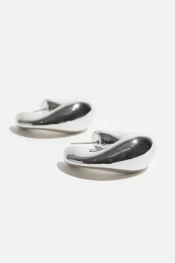 Earrings-Dynamite Statement Dented Hoops Earrings Grey