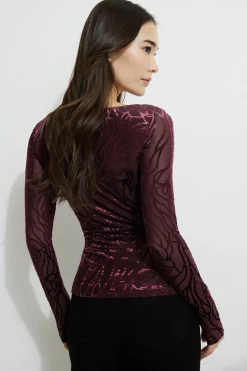 Tees & Tanks | Matching Sets-Dynamite Stella Burnout Long Sleeve T-Shirt Burgundy