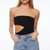 Bodysuits-Dynamite Strapless Cut Out Bodysuit Black