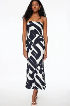 Dresses & Jumpsuits | Midi & Maxi Dresses-Dynamite Strapless Satin Maxi Slip Dress Black