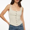 Blouses & Tops | Blouses & Tops-Dynamite Structured Buttoned Vest Brown