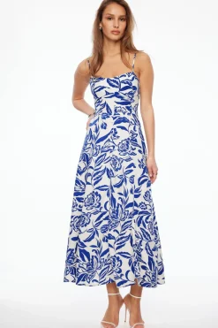 Dresses & Jumpsuits | Midi & Maxi Dresses-Dynamite Sweetheart Linen Maxi Dress Blue