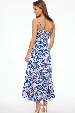 Dresses & Jumpsuits | Midi & Maxi Dresses-Dynamite Sweetheart Linen Maxi Dress Blue