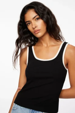 Tees & Tanks | Tees & Tanks-Dynamite Tayla Ribbed Scoop Tank Top Black