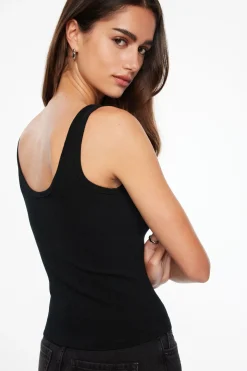 Tees & Tanks | Tees & Tanks-Dynamite Tayla Ribbed Scoop Tank Top Black