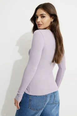 Tees & Tanks | Online Exclusives-Dynamite Tedi Ribbed Long Sleeve T Shirt Purple