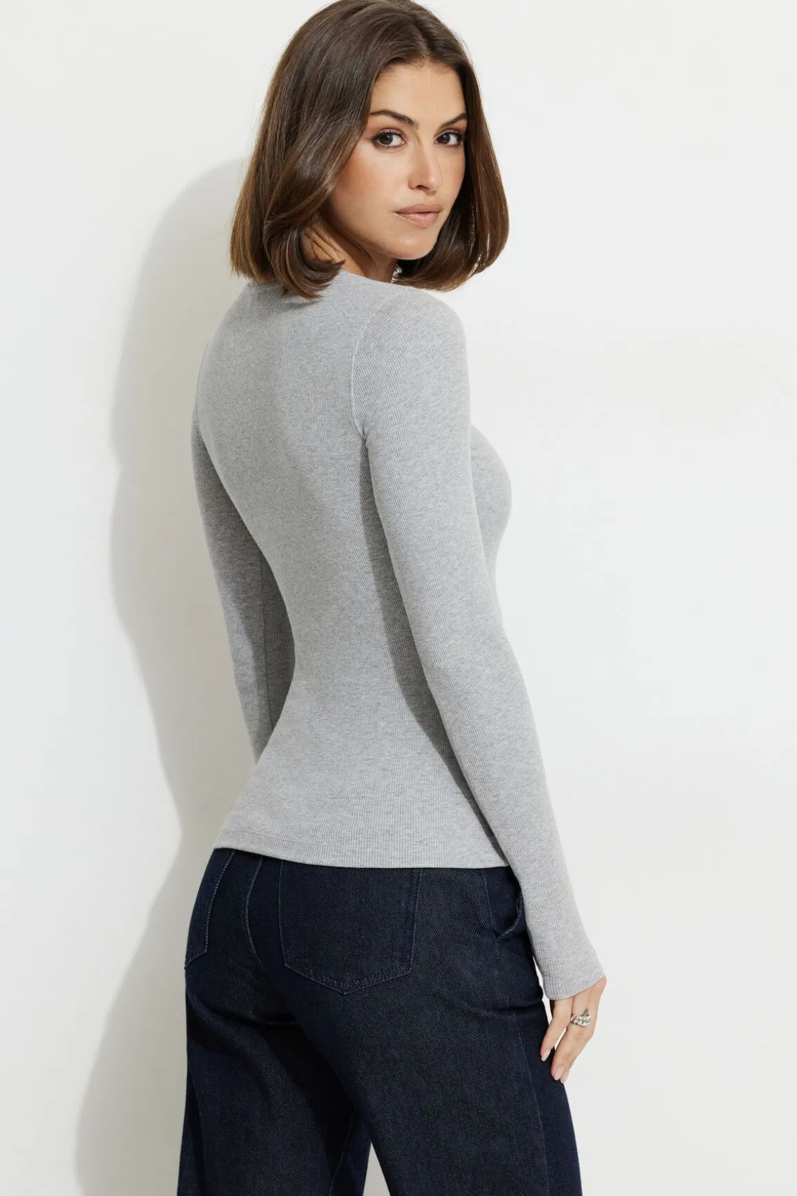 Tees & Tanks | Online Exclusives-Dynamite Tedi Ribbed Long Sleeve T Shirt Gray