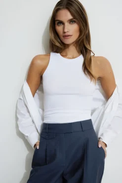 Tees & Tanks | Sleeveless Tops-Dynamite Tedi Ribbed Tank Top White