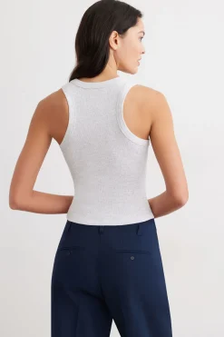 Tees & Tanks | Sleeveless Tops-Dynamite Tedi Ribbed Tank Top Gray
