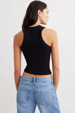 Tees & Tanks | Tees & Tanks-Dynamite Tedi Ribbed Tank Top Black