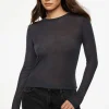 Tees & Tanks | Tees & Tanks-Dynamite Tedi Sheer Long Sleeve T Shirt Black