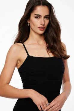Dresses & Jumpsuits | Mini Dresses-Dynamite Textured Knit Mini Dress Black