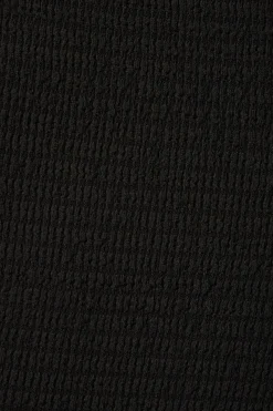 Tees & Tanks-Dynamite Textured Short Sleeve V-Neck Top Black