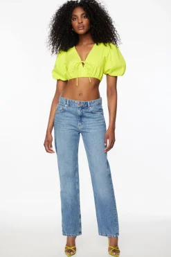 Blouses & Tops | Blouses & Tops-Dynamite Tie Front Puff Sleeve Top Green