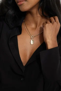 Necklaces-Dynamite Toggle & Pebble Chain Link Necklace Yellow