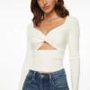 Sweaters | Long Sleeve Tops-Dynamite Twisted Cutout Sweater White