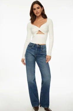 Sweaters | Long Sleeve Tops-Dynamite Twisted Cutout Sweater White