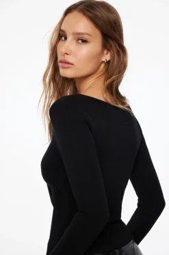 Sweaters & Cardigans | Sweaters-Dynamite Twisted Cutout Sweater Black