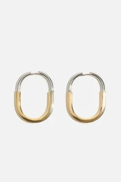 Earrings-Dynamite Two-Tone Hoop Earrings Pink