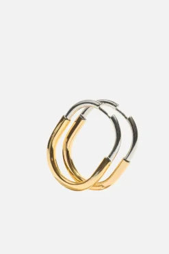Earrings-Dynamite Two-Tone Hoop Earrings Pink