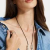 Necklaces-Dynamite U Pendant Necklace Gray