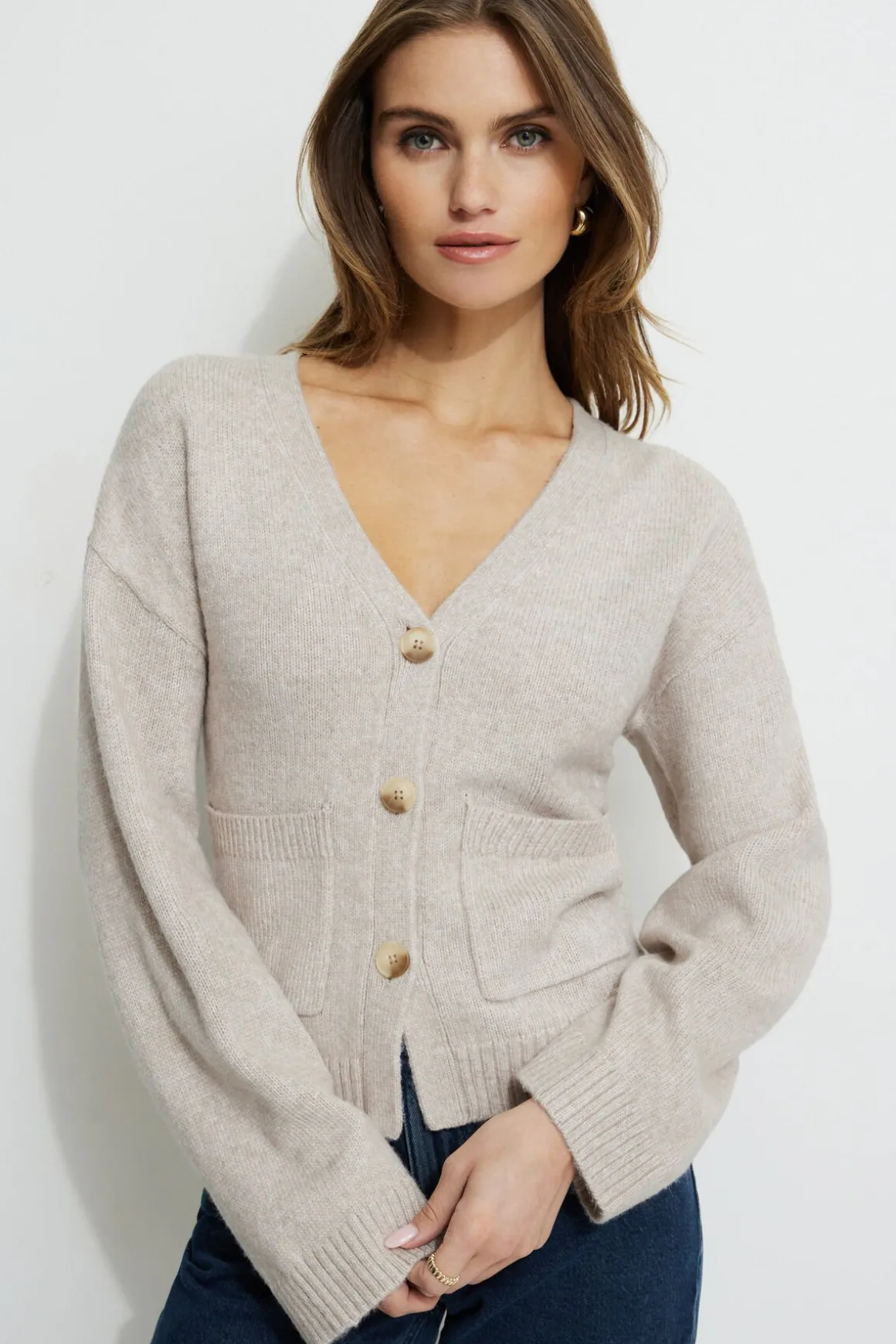 Sweaters & Cardigans | Sweaters-Dynamite V-Neck Button Cardigan Brown