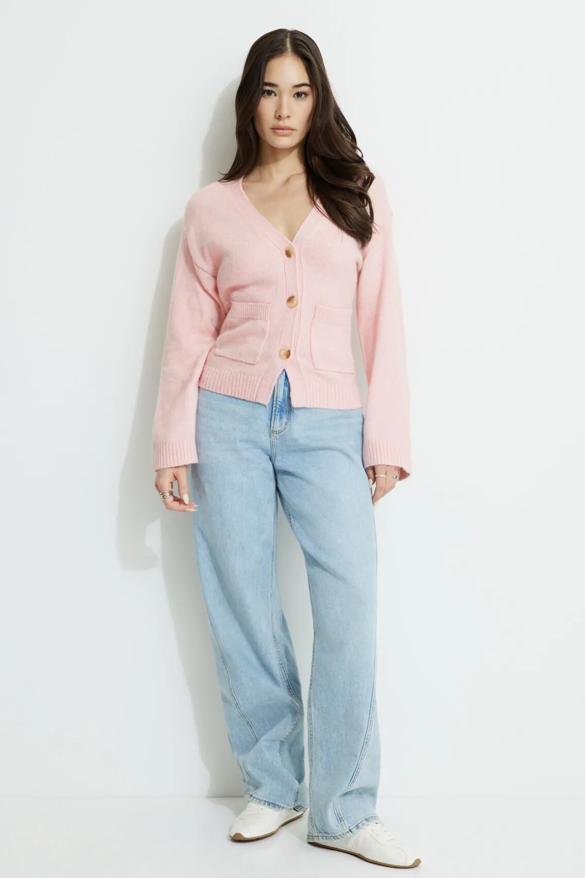 Sweaters & Cardigans | Sweaters-Dynamite V-Neck Button Cardigan PINK