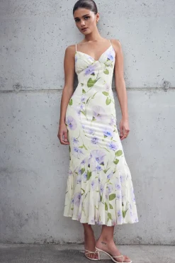 Dresses & Jumpsuits | Midi & Maxi Dresses-Dynamite V-Neck Pleated Maxi Dress Purple