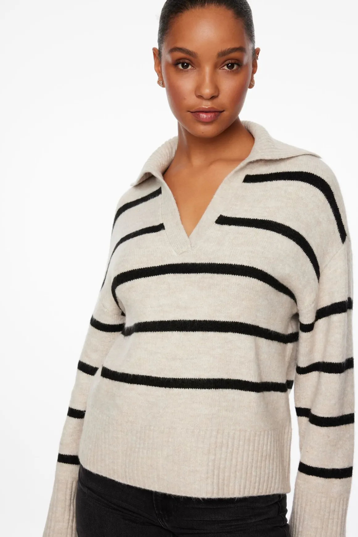 Sweaters & Cardigans | Sweaters-Dynamite V-Neck Polo Sweater Brown