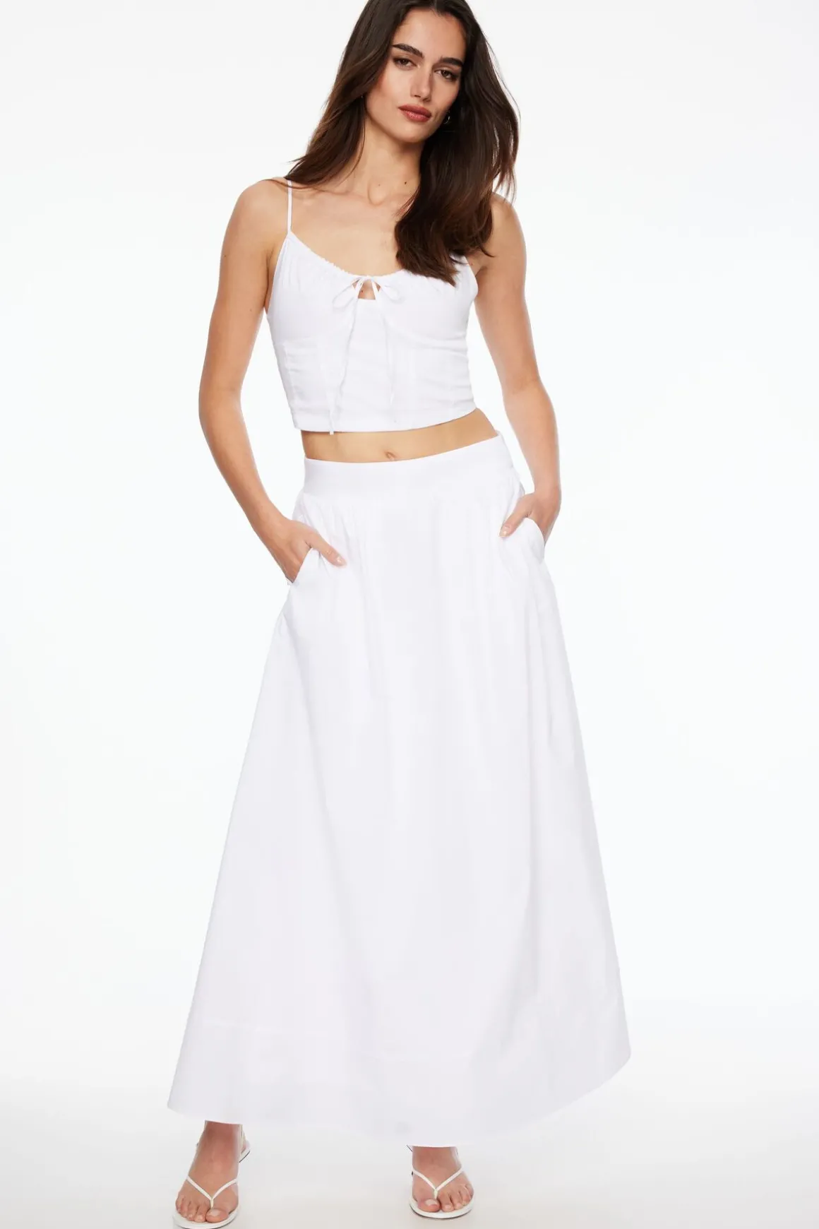 Skirts & Skorts | Skirts-Dynamite Voluminous Poplin Maxi Skirt White
