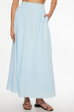 Skirts & Skorts | Matching Sets-Dynamite Voluminous Poplin Maxi Skirt Blue
