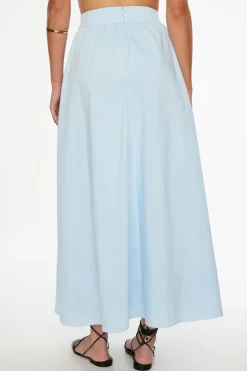 Skirts & Skorts | Matching Sets-Dynamite Voluminous Poplin Maxi Skirt Blue