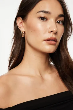Earrings-Dynamite Wave Hoop Earrings Yellow