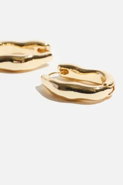 Earrings-Dynamite Wave Hoop Earrings Yellow