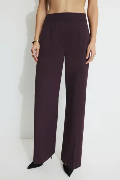 Pants | Straight Leg Pants-Dynamite Yasmin Straight Leg Pants Burgundy