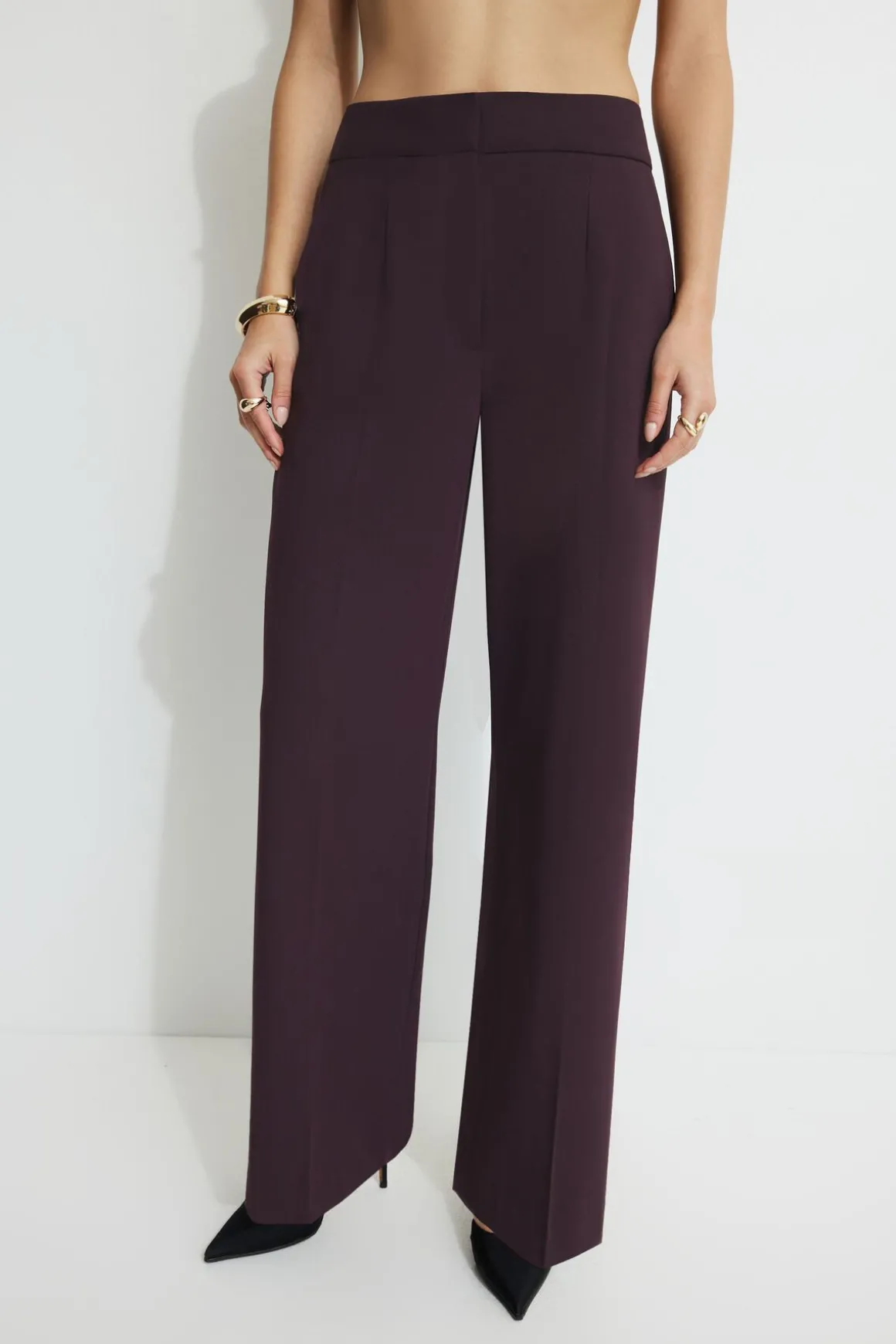 Pants | Straight Leg Pants-Dynamite Yasmin Straight Leg Pants Burgundy