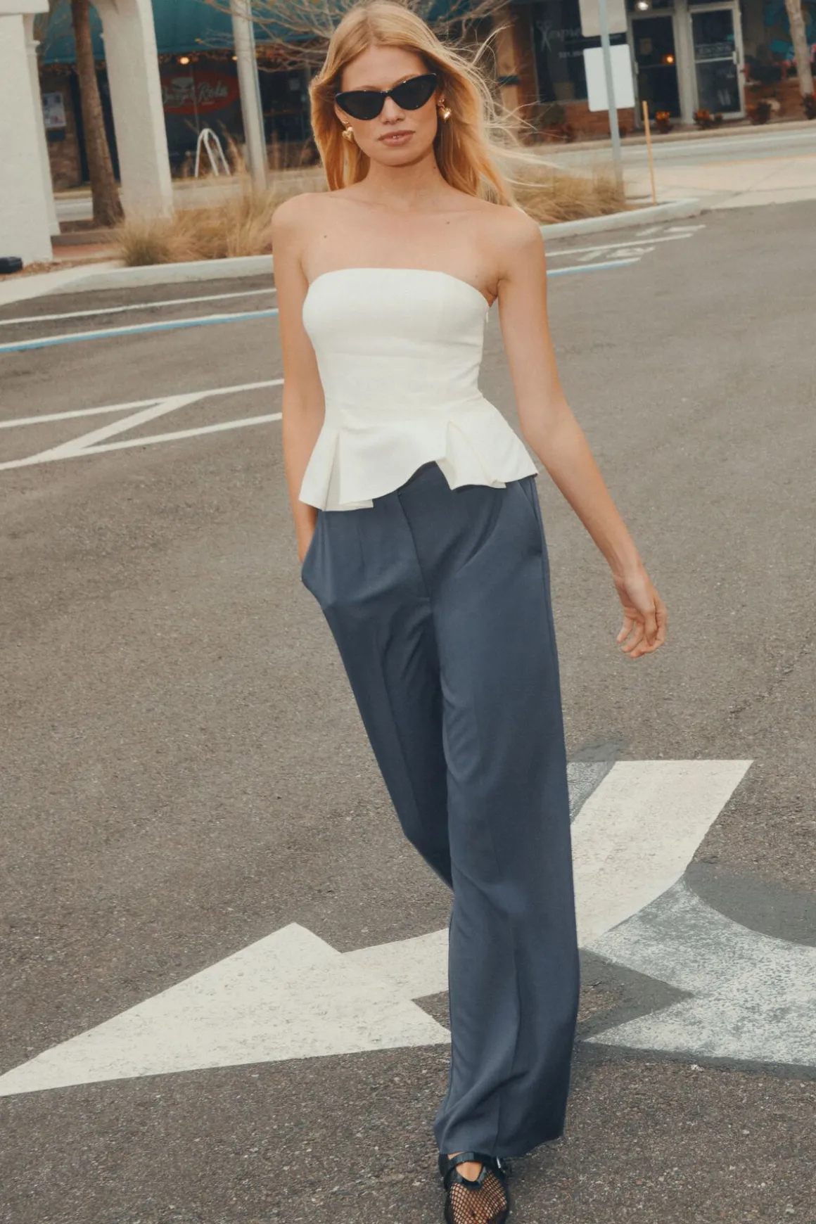 Pants | Straight Leg Pants-Dynamite Yasmin Straight Leg Pants Blue